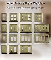Vista 7 de Placa de pared de metal Adler con cubierta triple para interruptor de luz, paquete de 2 unidades de latón antiguo de 3 bandas, cubierta decorativa