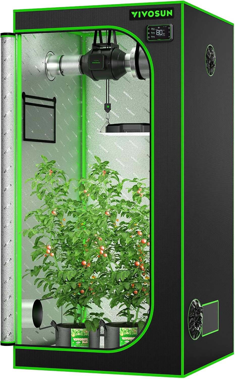 VIVOSUN 36"x36"x72" Mylar Hydroponic Grow Tent with Observation Window and Floor Tray for Indoor