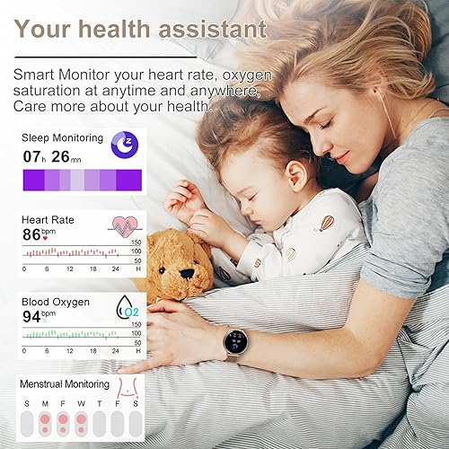 Miniatura 2 de GADIXY Reloj inteligente para mujer (respuestahacer llamadas), relojes inteligentes AMOLED de 1.32 pulgadas para teléfonos Android iOS, botón