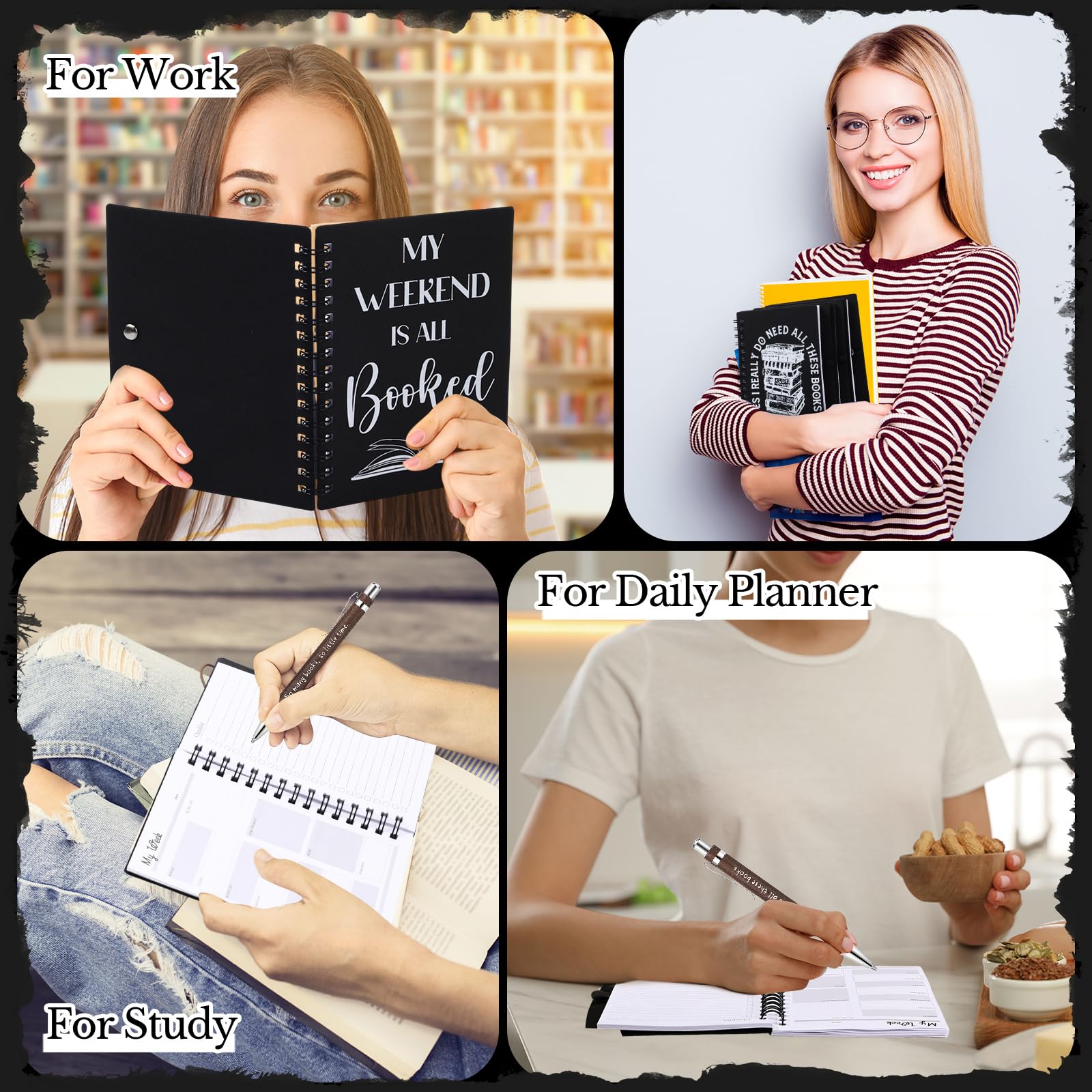 Thenshop 10 zestawów prezentów dla miłośników książek, dla czytelników, kobiet, inspirujący notatnik spiralny, planer tygodniowy, czytanie, motywacyjne pióro dla nauczyciela, książki, klubu, szkoły