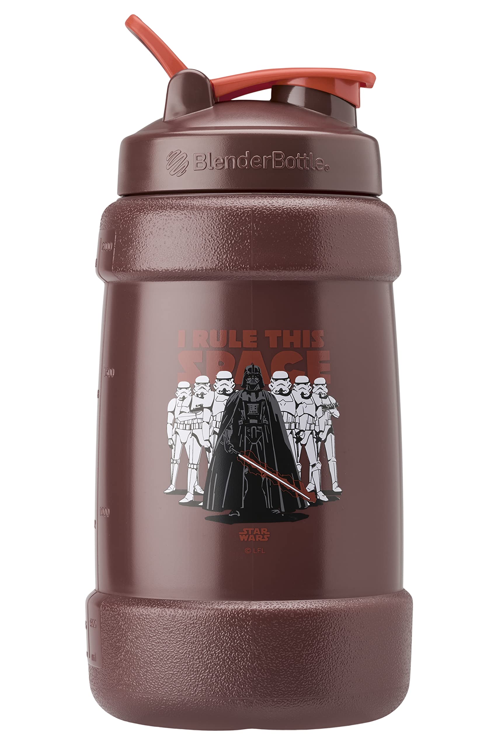 Blender Bottle Star Wars Mandalorian Half Gallon Water Koda Large Water Jug, 74oz, I Rule This Space, Darth Vader and Storm Troopers, 2.2 Liters