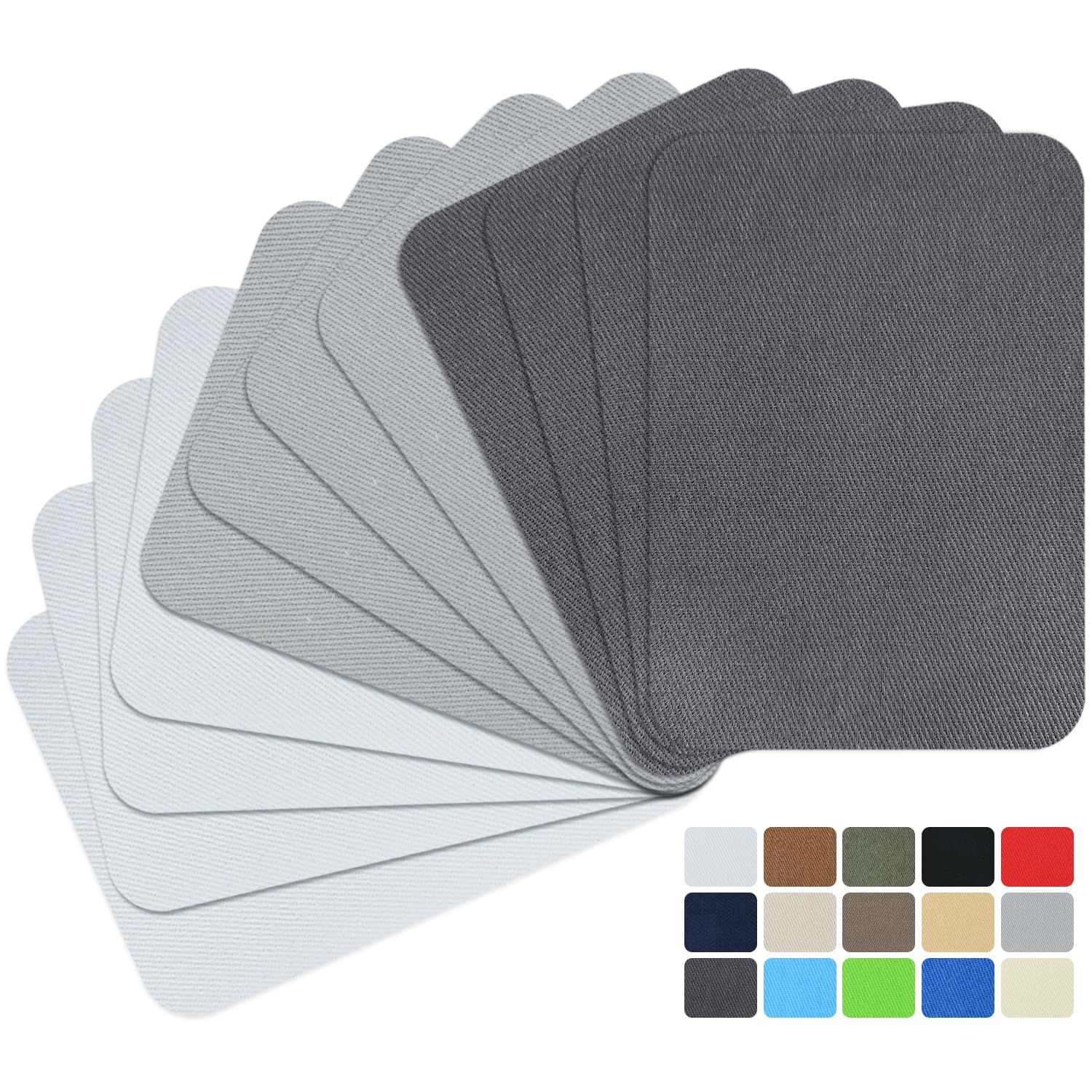 12Pcs Fabric Repair Patches, Iron-on Patches Inside & Outside for Clothing, Premium Quality Patches with Strongest Glue, Size 3" by 4-1/4" (7.5 cm x 10.5 cm) Mix Colors 1