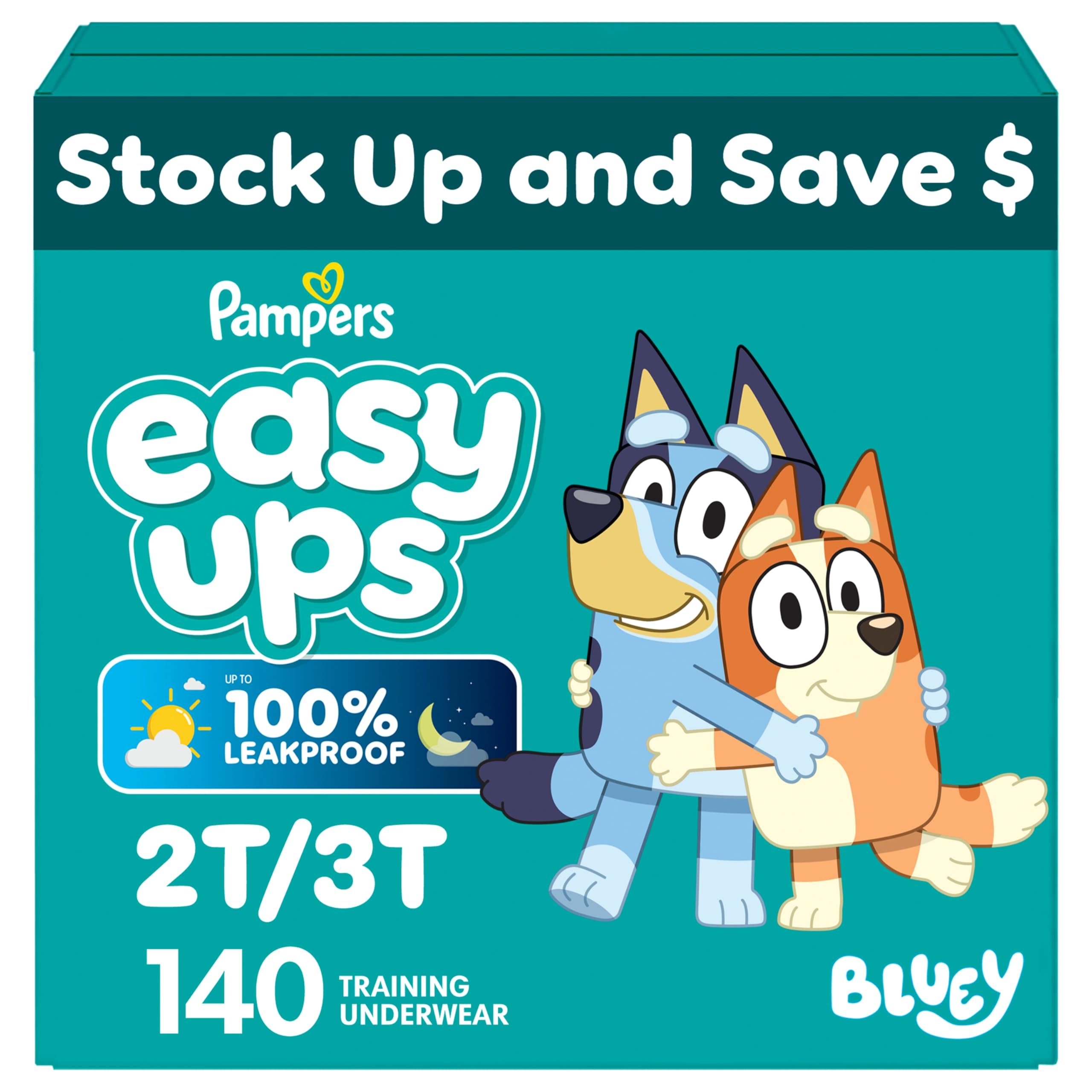 Pantalones de Entrenamiento  - Easy Ups Niños y Niñas Bluey - Talla 2T-3T, 140 Unidades, Ropa Interior para Niños para el Orinal (El Empaque Puede Variar)