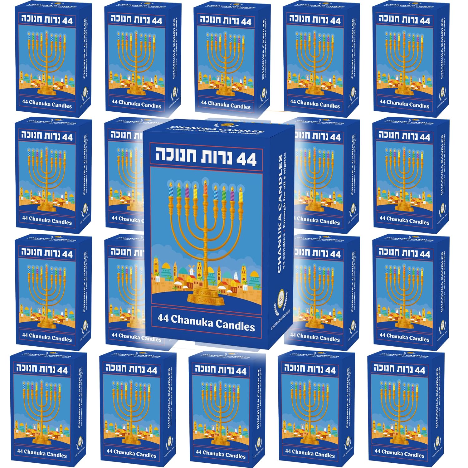 The Dreidel Company Multicolor Hanukkah Candles Menorah Candles Chanukah Candles 44 for All 8 Nights of Chanukah - Made in Israel (40-Pack)