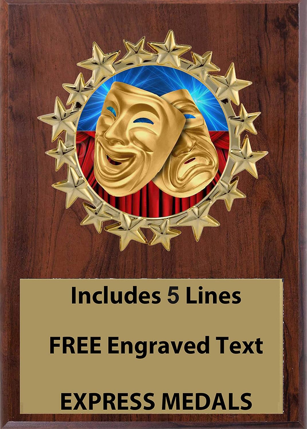 Express Medals Various Styles of Personalized Drama Acting Award Plaques Trophy Prize Gift