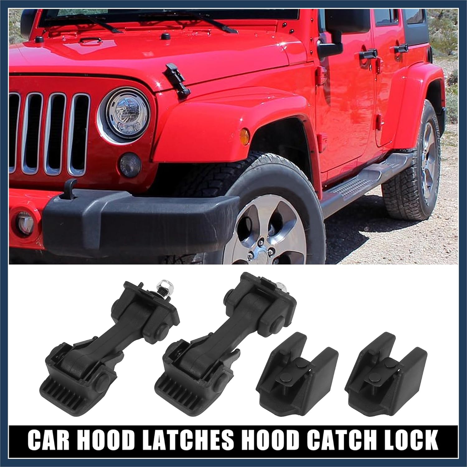 2pcs Car Hood Latch for Jeep Wrangler JK 2007-2016 Replacement 55395653AF 55395653AD Locking Hood Catch Kit Hood Hold-Down Latch Stylish Design