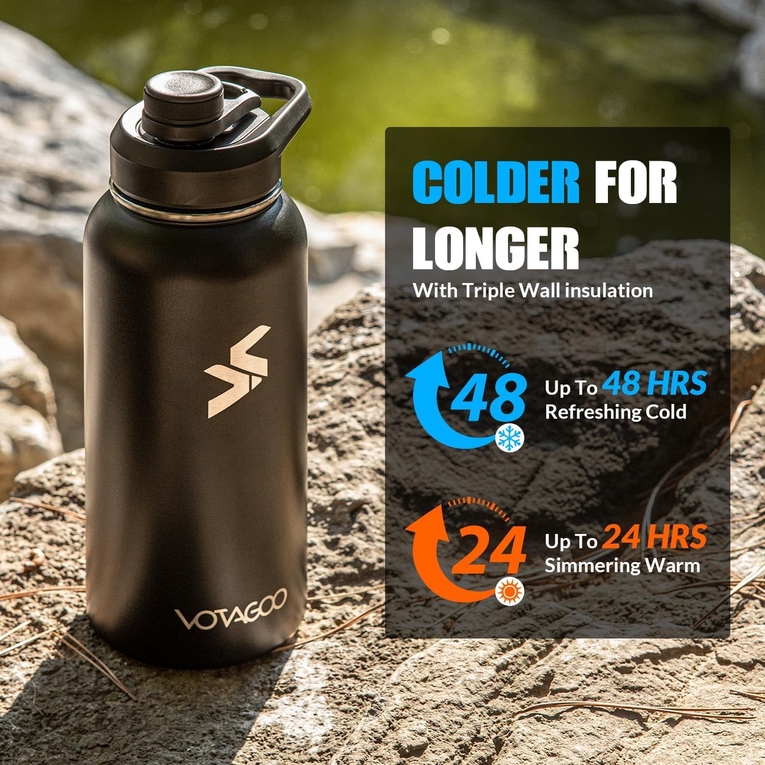 Botella de agua táctica de acero inoxidable, termo, 32 oz, botella de agua militar para exterior, senderismo, camping, caza (oscuro)