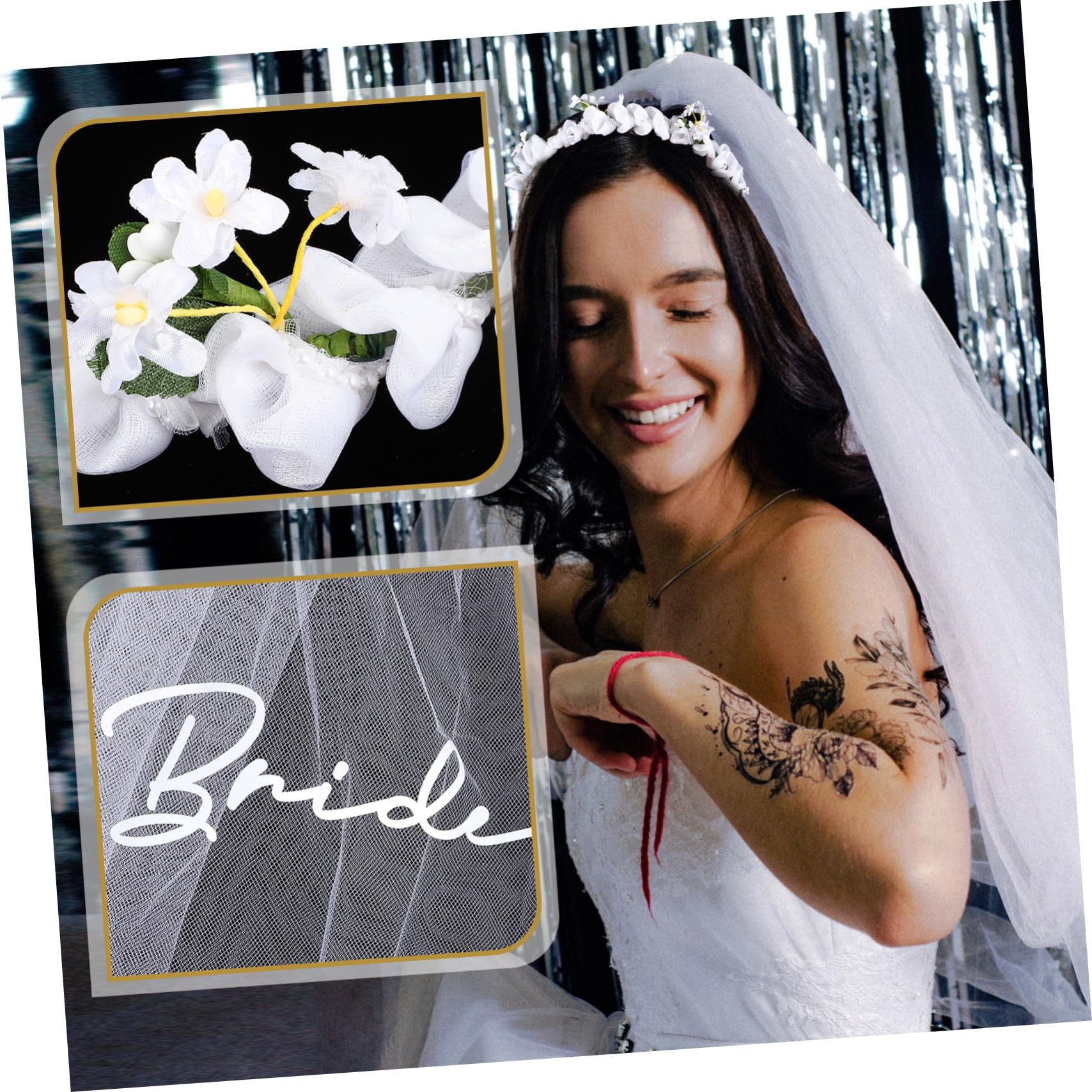 VICASKY 5 Pezzi Sposa con Fascia con Fiori Artificiali Accessorio per Matrimonio e Stabile per e Foto