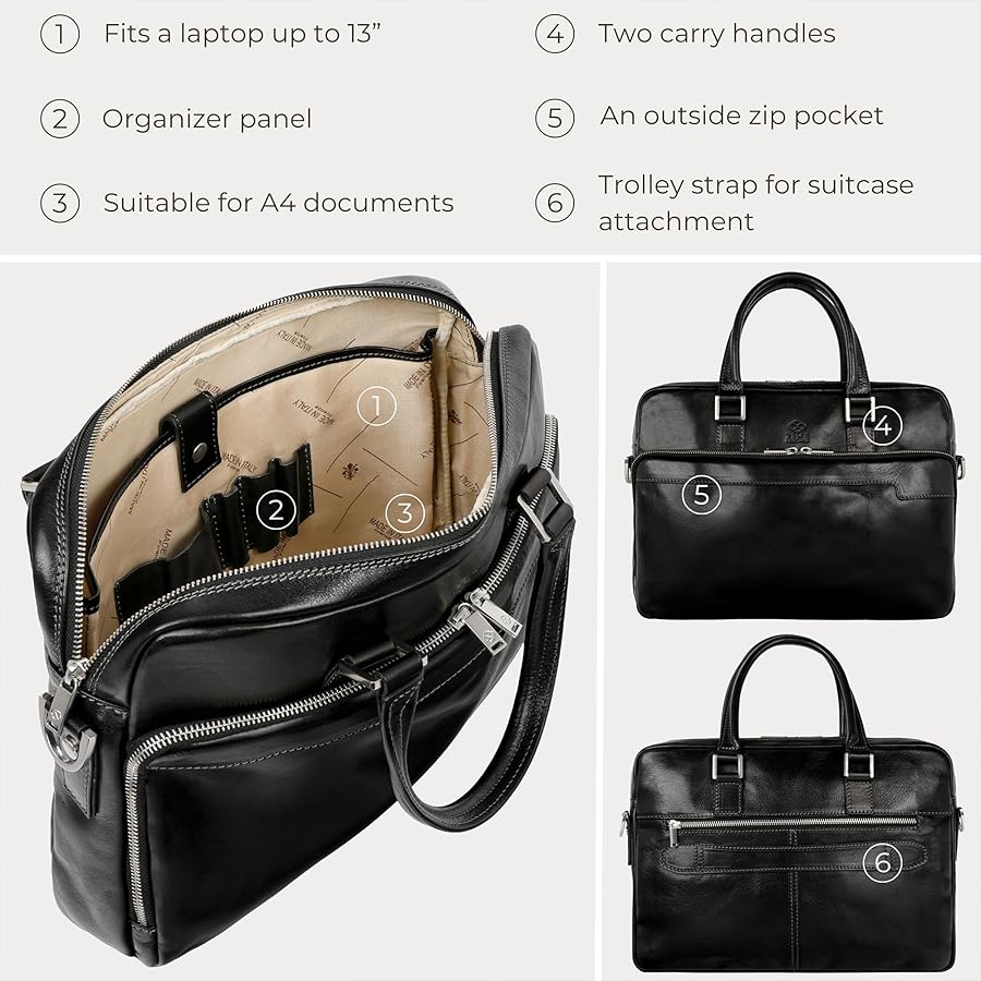 Amazon.com: Time Resistance Leather Briefcase - Italian Handmade