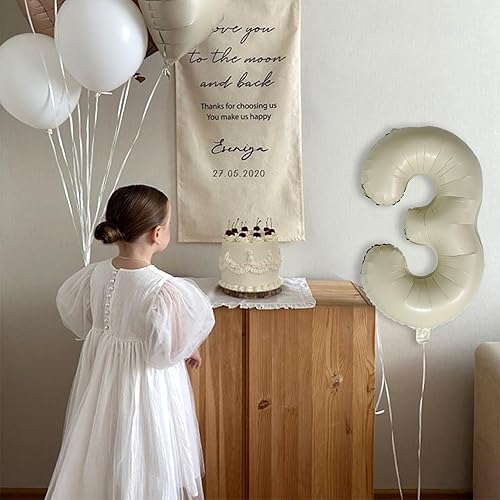 Miniatura 5 de Globo de arena blanca, globo de número crema, globo de números beige, globo de número marrón, globo de número gigante, cumpleaños bohemio,