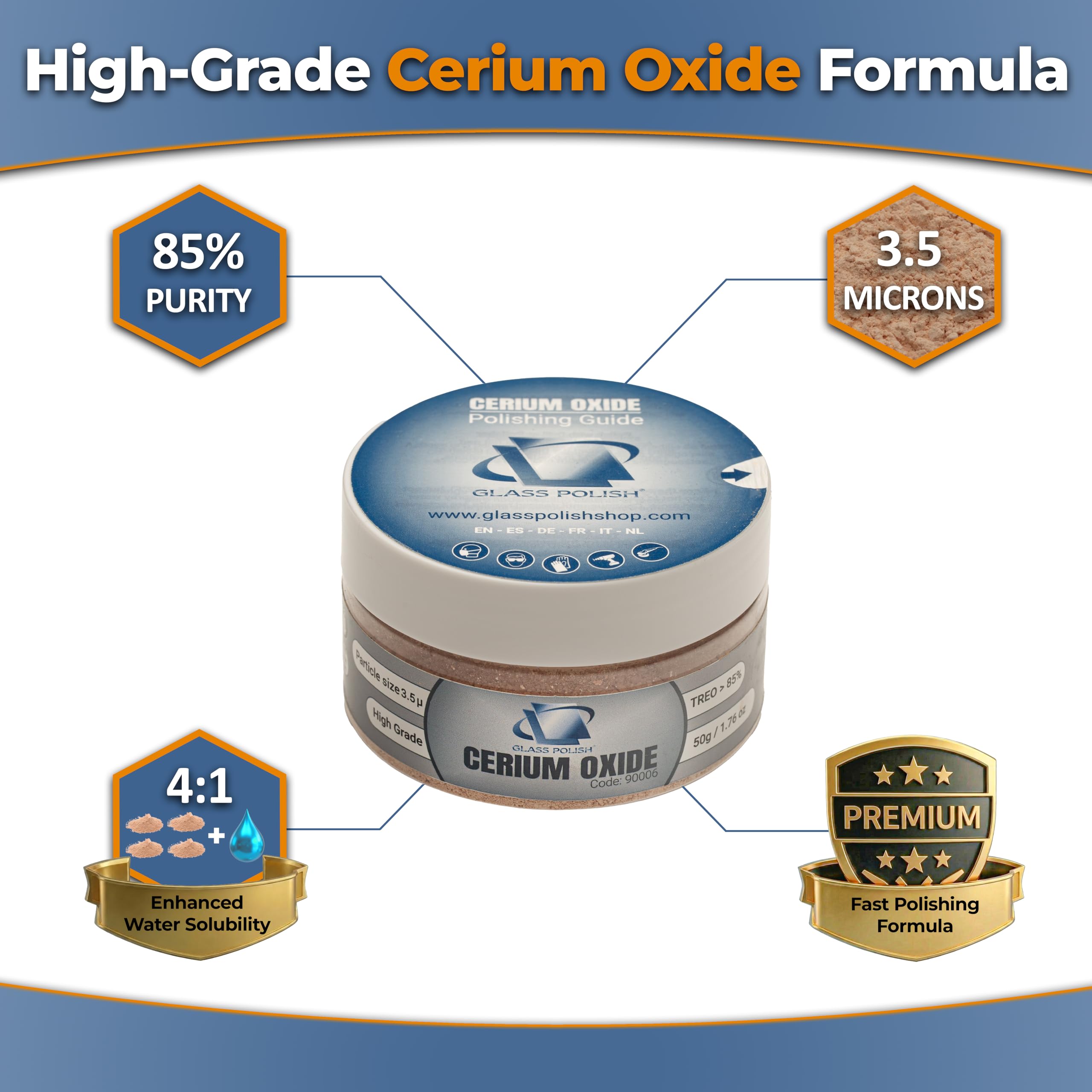 Cerium Oxide Glass Polish - Scratch Removal & Restoration -6 Cerium Oxide Glass Polish - Scratch Removal & Restoration -6
