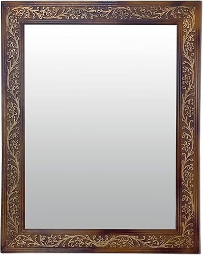 Miniatura 8 de DecorShore Espejo de pared de madera, espejo de marco de madera rústica para baño, granja, dormitorio, entrada y sala de estar, espejo de pared