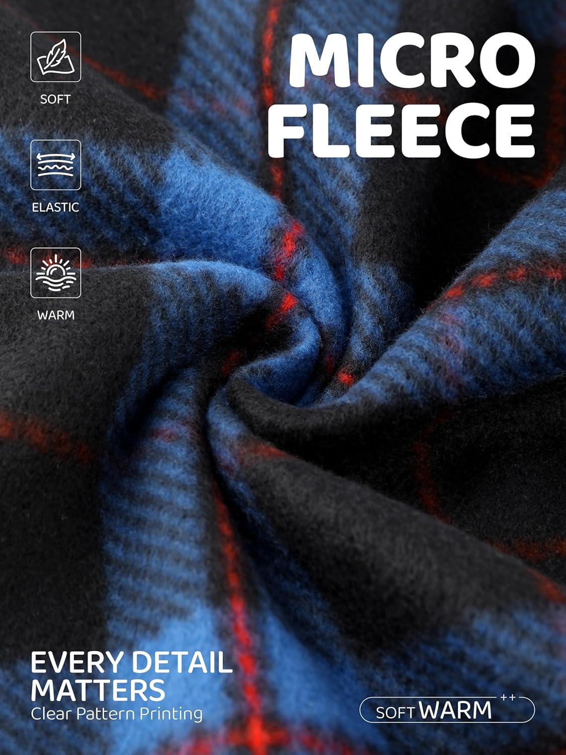 3 Pack Mens Pajama Pants Microfleece Plaid Pajama Bottoms Sleepwear PJ Sleep & Lounge Pants with Pockets & Drawstring - Image 2