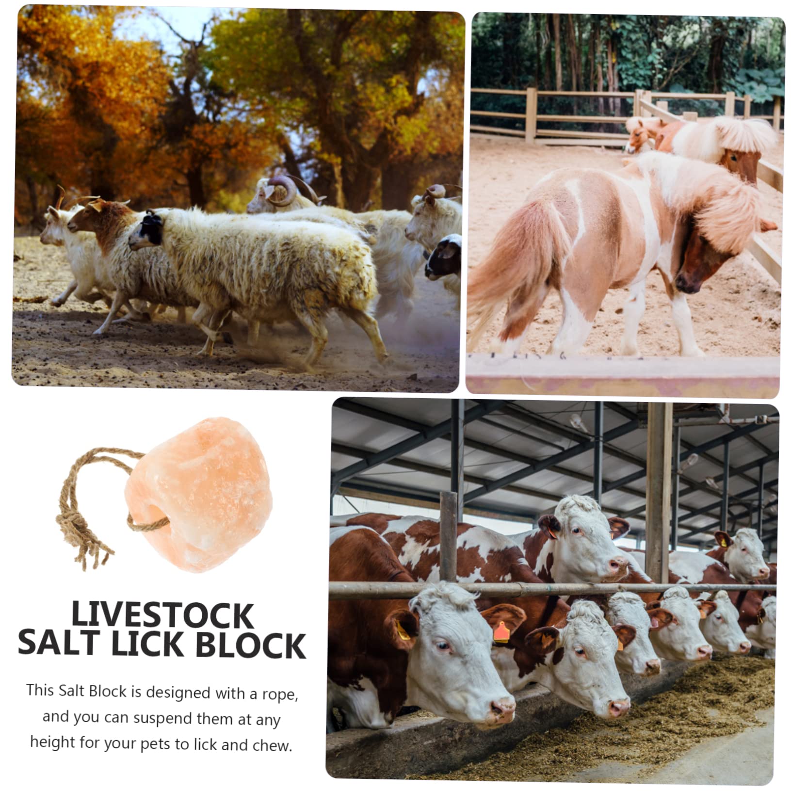 Hohopeti 2kg Bloque De Natural Para Ganado Con Cuerda De Para Lamer Animales De Para Vacas y Ciervos