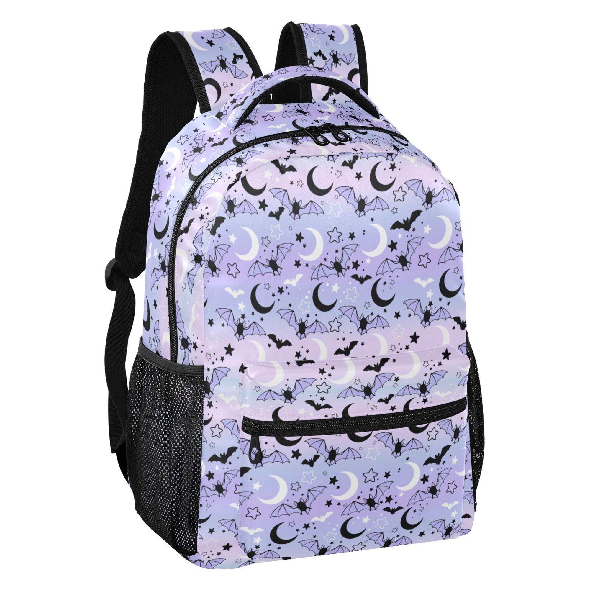 ALAZA Mochila para niños, mochila escolar gótica con calavera de carnero místico de gran capacidad para estudiantes, mochila para niños y niñas, Bats Th008, M, Bats TH008