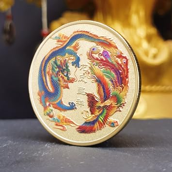 Prosperity Brought by The Chinese Dragon and Phoenix Lucky Coin - Lottery Ticket Scratcher Tool - Good Luck Chinese Challenge Coin