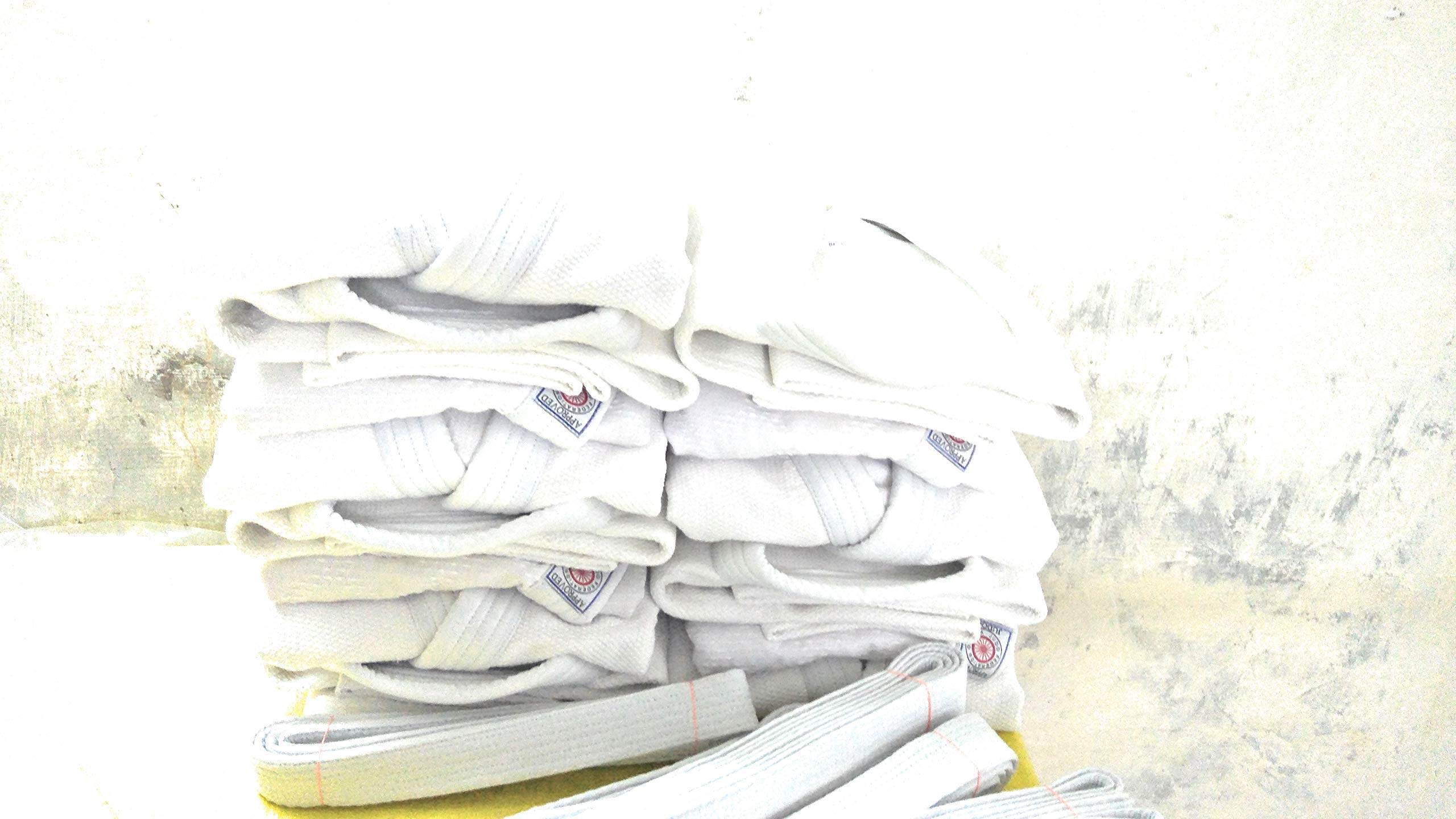 FIRE FLYMen Complete Plain White Firefly Martial Arts/Karate Neck V Shape Original Heavy Cotton Top Pant Martial Arts Dress Adult/Senior (36)