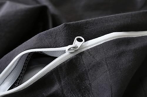 Miniatura 4 de Funda de edredón de 100% algodón lavado para manta con peso, 60 x 80pulgadas, con 8 lazos y cierre en el lado largo, color gris y negro, no incluye