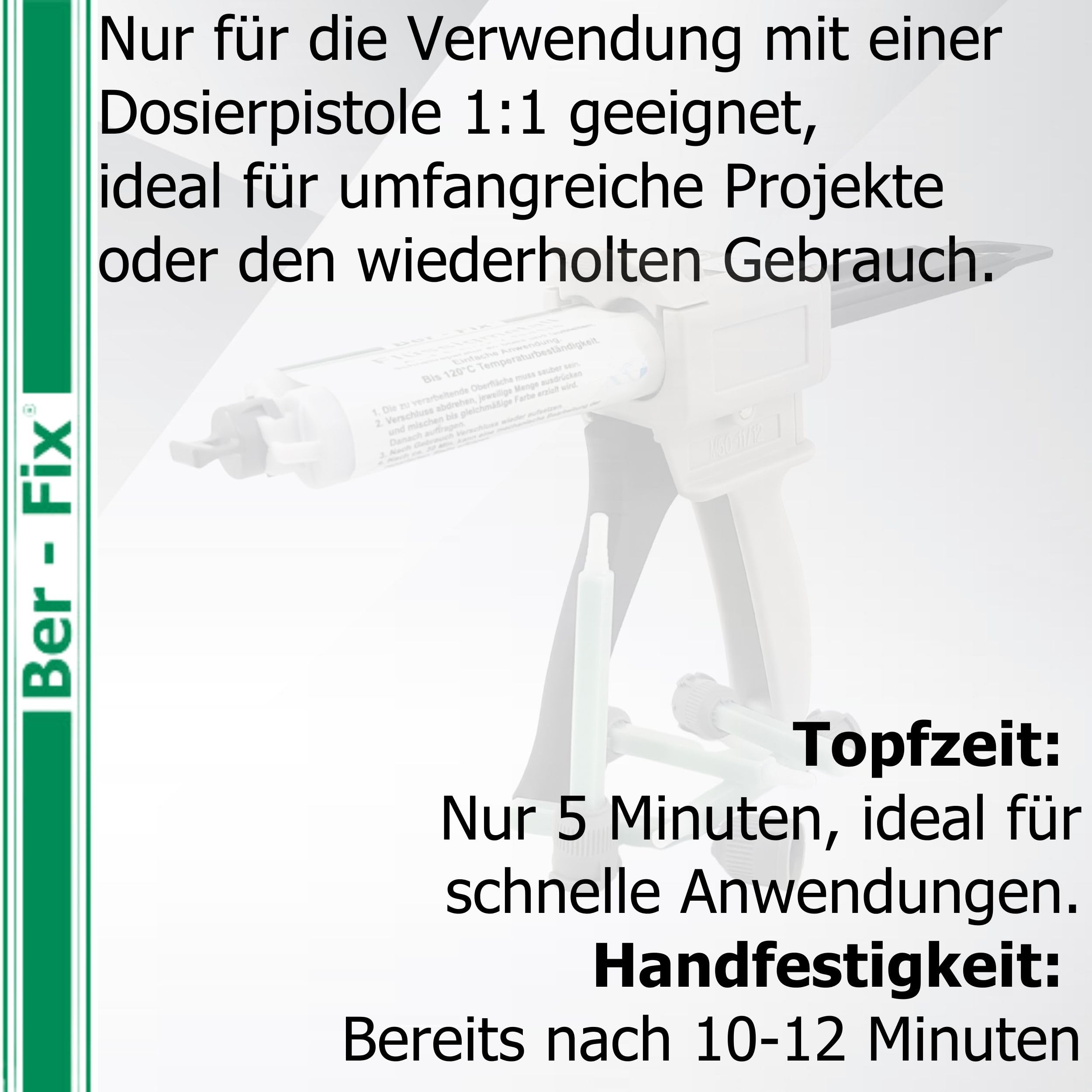 Ber-Fix® 2K Epoxidkleber 5 Min – Vorratspack (6x50g) | mit Dosierpistole; 2K-System für Spaltfüllung und feste Reparaturen; Aushärtung 5 Minuten; Inhalt: 6x50g