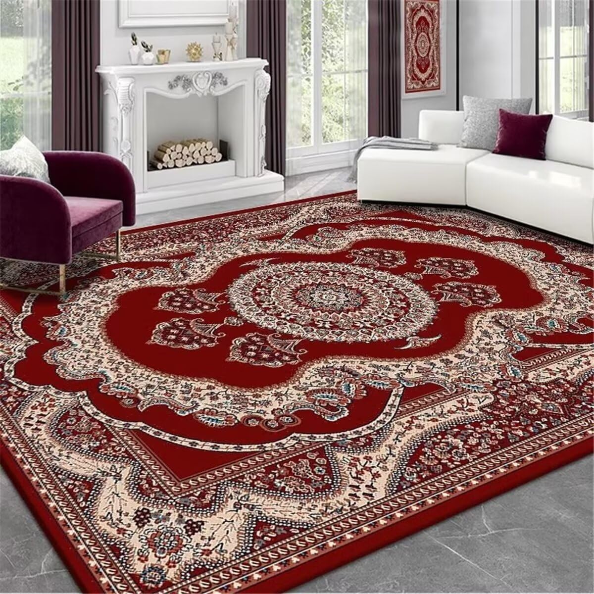 Moquette Acoustique Tapis de Salon Rouge Antidérapant pour Sol Glissant