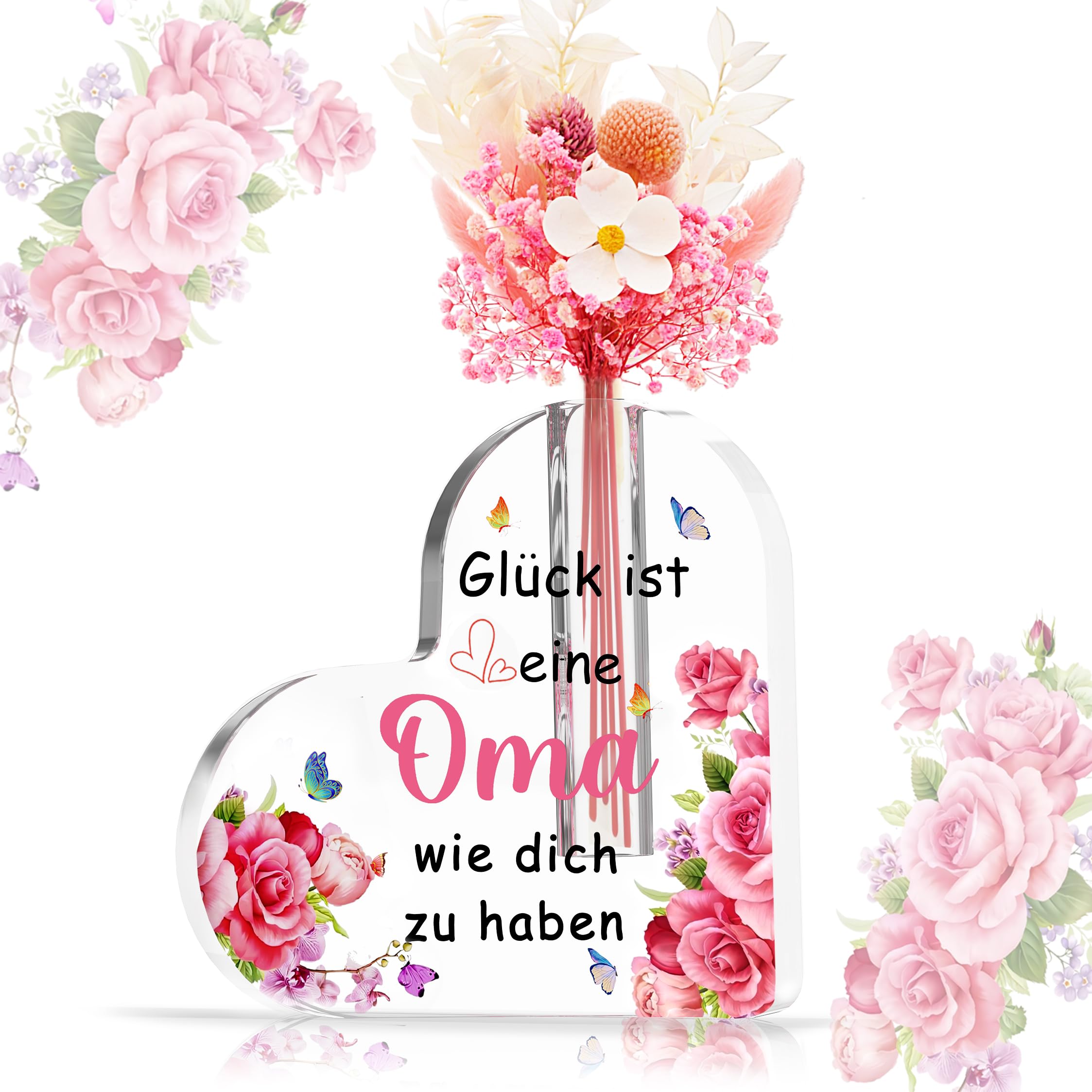 Acrylic Herzvase Muttertagsgeschenk Geburtstagsgeschenk Geschenke Für Oma, Beste Oma Geschenk Geburtstag