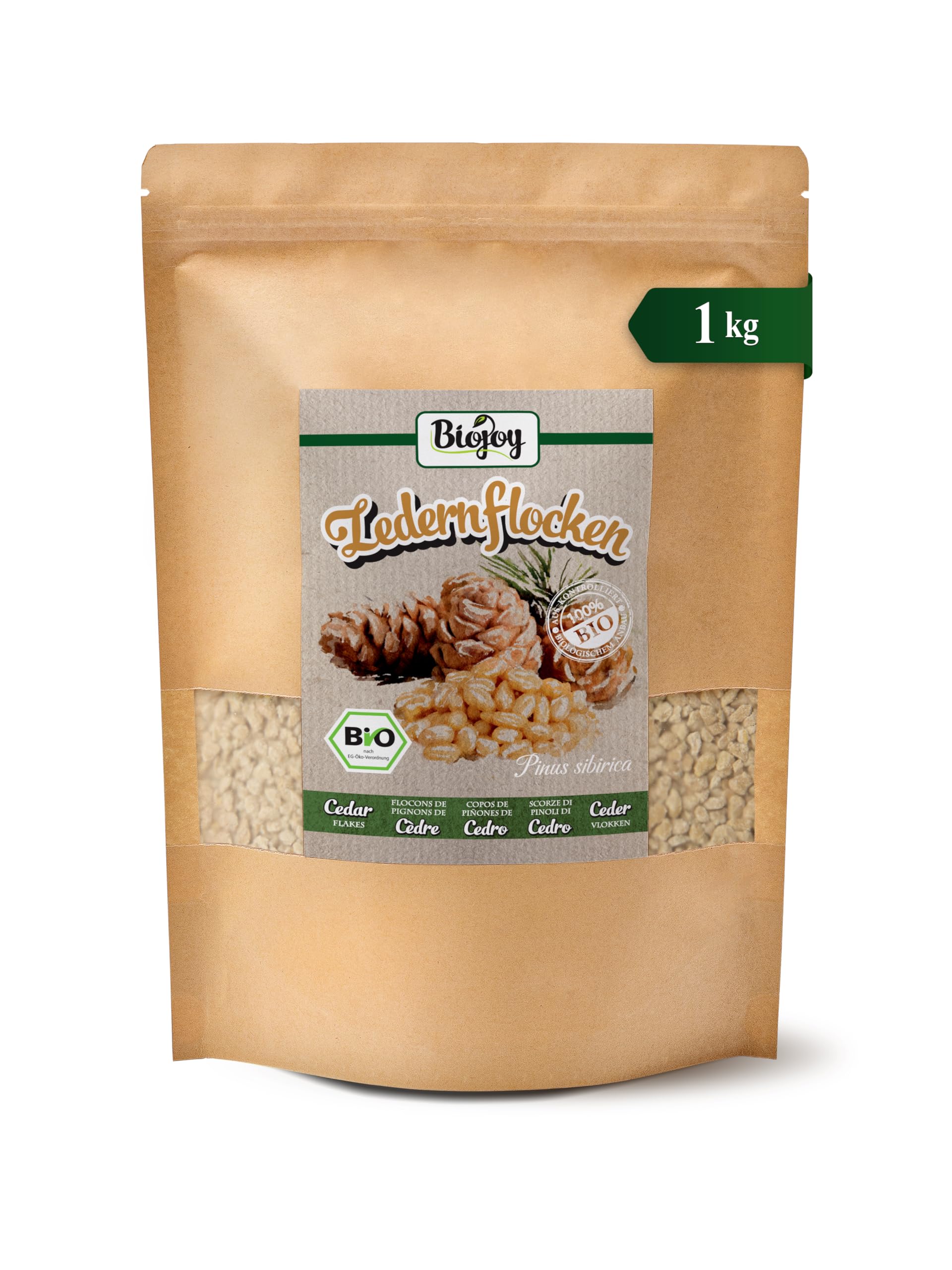 Biojoy Copos de Piñones de Cedro BÍO (1 kg), crudos y sin aditivos (Pinus sibirica)