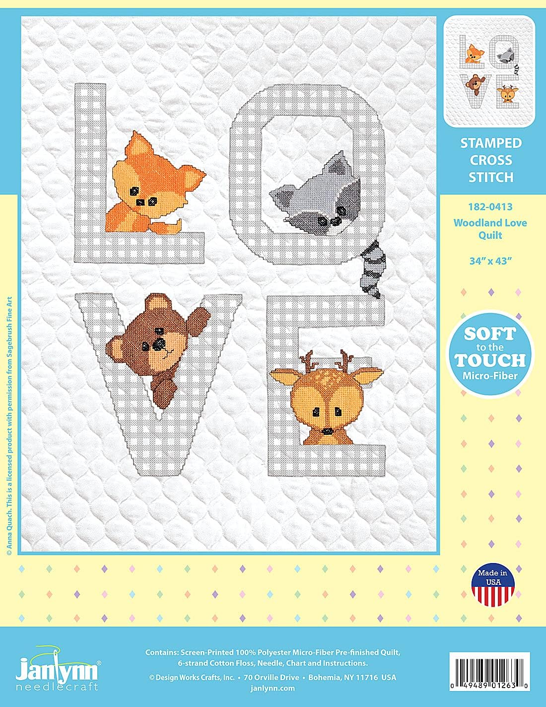 Janlynn Kit Baby 34x43 Woodland Love, 12.5 x 9.25 x 2.25, Assorted, By the yard