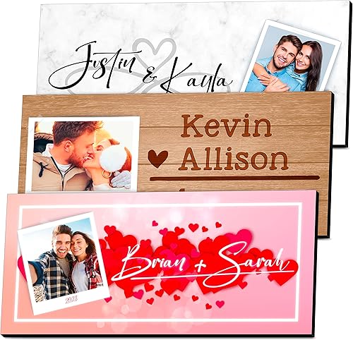 Letrero de madera personalizado para el día de San Valentín para parejas 2 tamaños 6 diseños personalizado con foto y nombres día de San Valentín