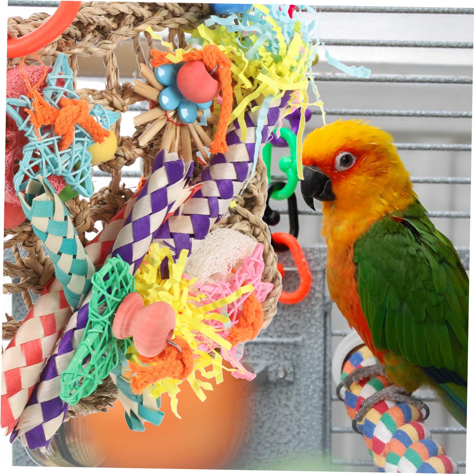 3stücke Vogelspielzeug Für Papageien Edles Geflochtenes Kletterseil Mit Haken Für Vogelkäfig Beschäftigung Für Sittiche Nymphensittiche Und Conures Strapazierfähig Und