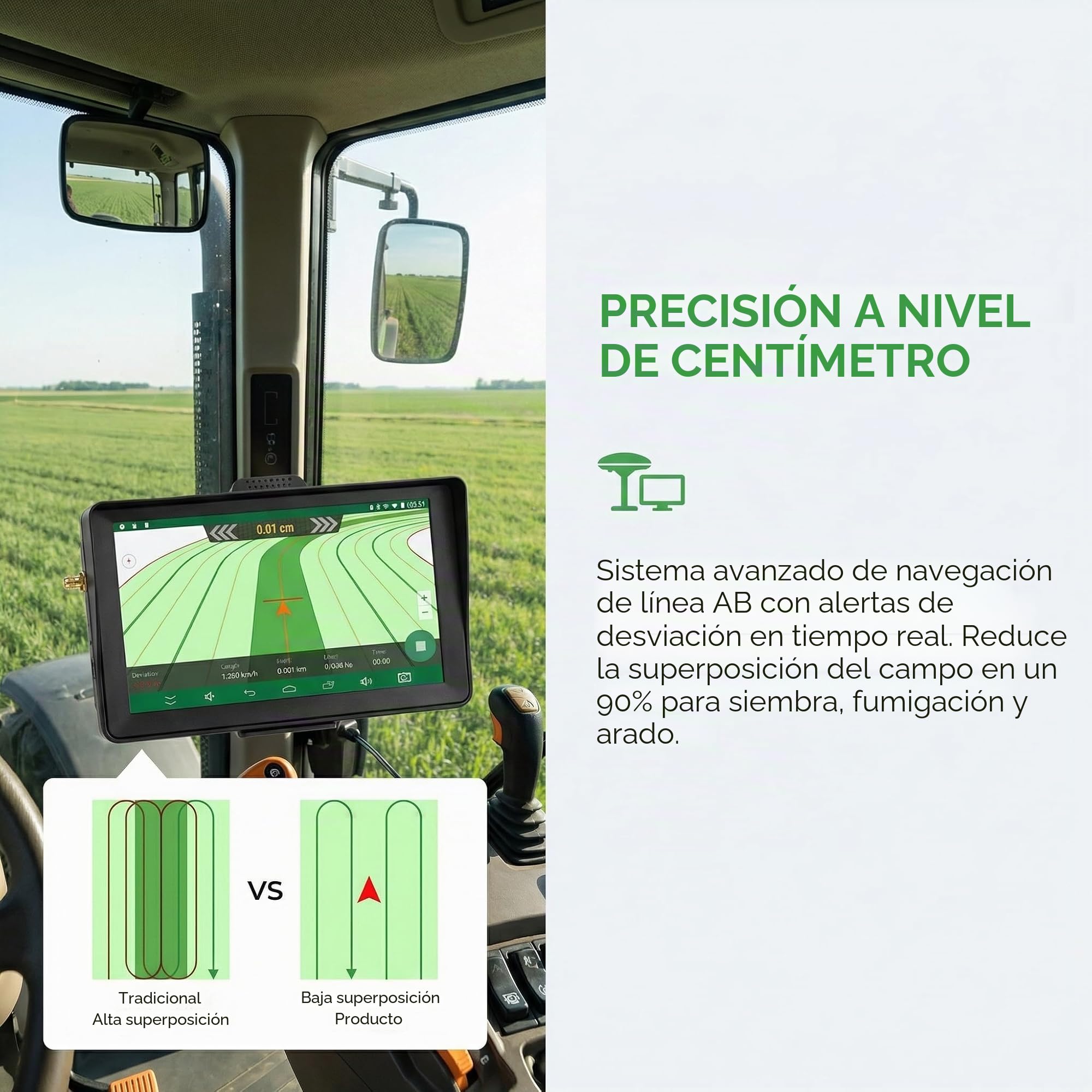 Navegador GPS para tractor de 7 pulgadas, GNSS agrícola de alta precisión para agricultura de precisión, sistema de guía GPS para pulverización, arado y siembra