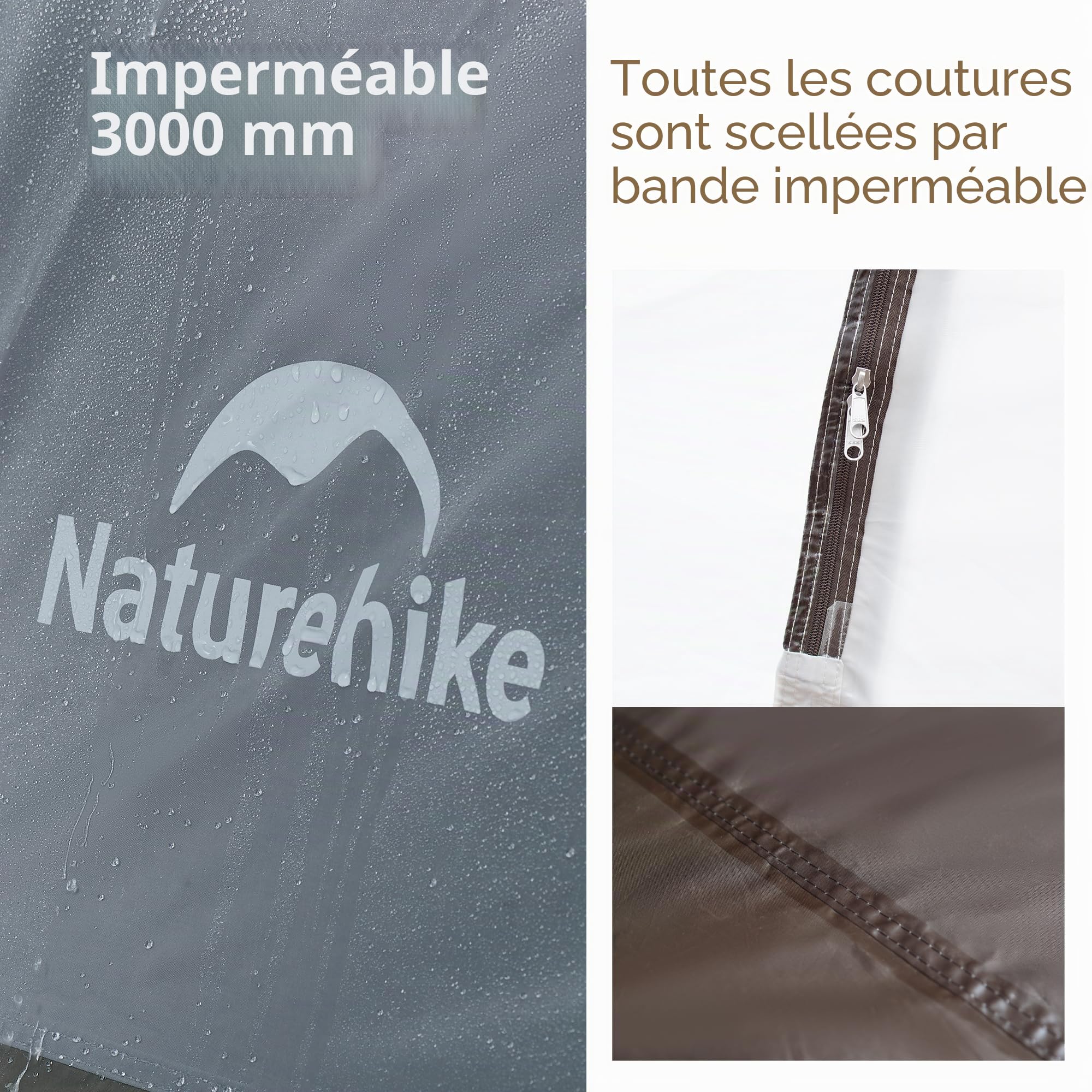 Naturehike Tente Festival 6 & 8 Places Grande Tente de Camping Tunnel Familiale étanche PU3000mm Voyages en Famille, au Camping, aux visites autonomes et à d'autres activités de Plein air