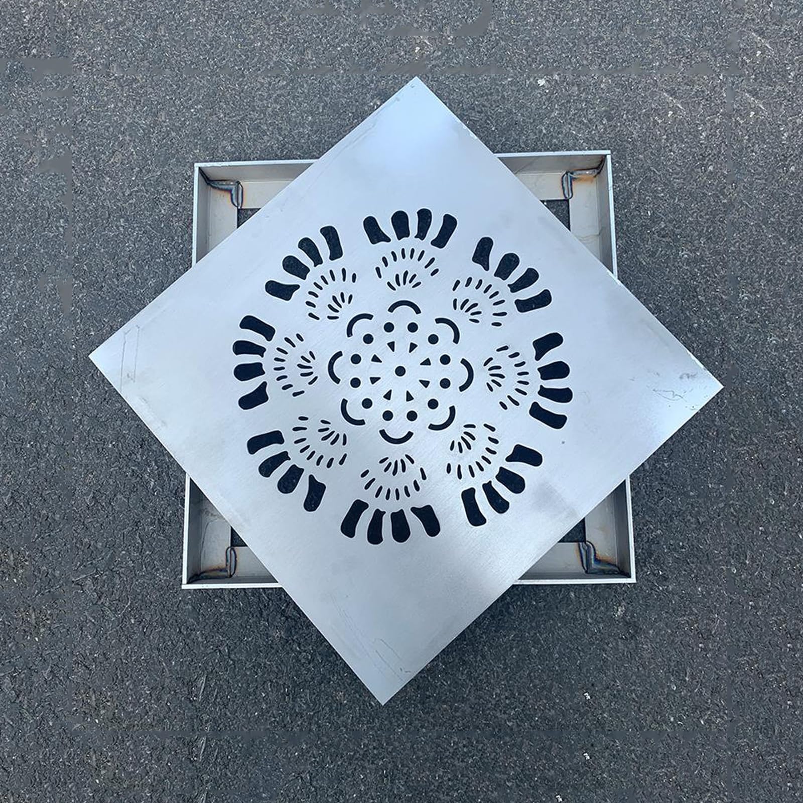 Rejilla y Marco de Metal, Rejilla Desague Jardin, Cubierta de Drenaje de Acero Inoxidable, para Cocina Baño Patio Jardín(50x50x3cm/20x20x1.2in)