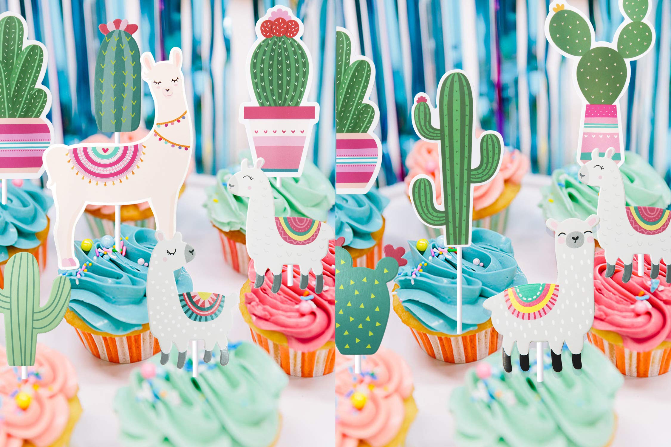 1 Jahr Happy Birthday Alpaka Tortendeko – 10 Stück Cake Topper Mit Lama & Kaktus Design