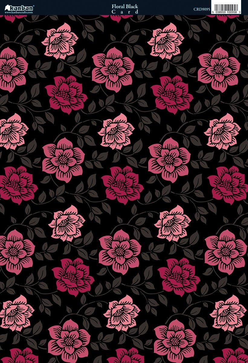 Shabby Chic Heavyweight Background Card Sheet 8"X12" - Floral Pink/Ruby