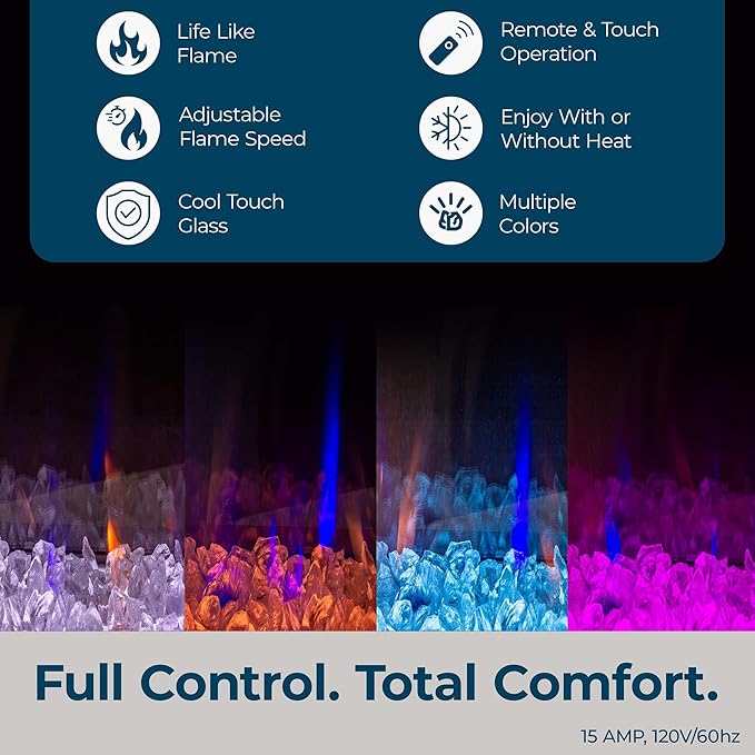 Chimenea Eléctrica Ambe Linear 72" con Troncos Reales miniatura 8