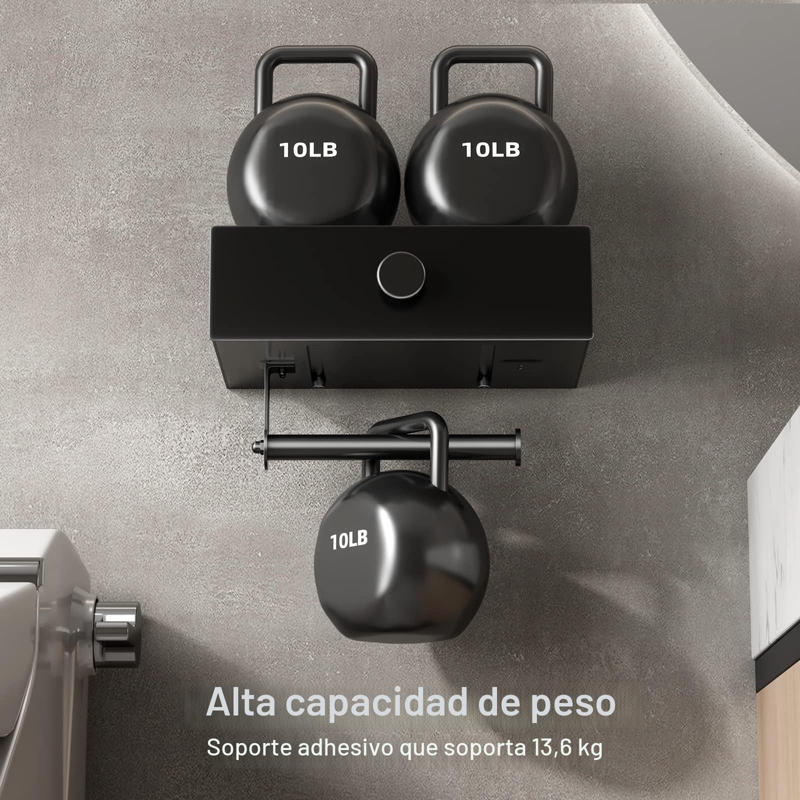 VOLDRA Portarrollos Papel Higienico Adhesivo, Porta Rollos de Papel Higienico con Estante de BañO Sin Taladro Soporte Rollo Papel Higienico con CajóN para Toallitas Toilet Paper Holder(Negro)