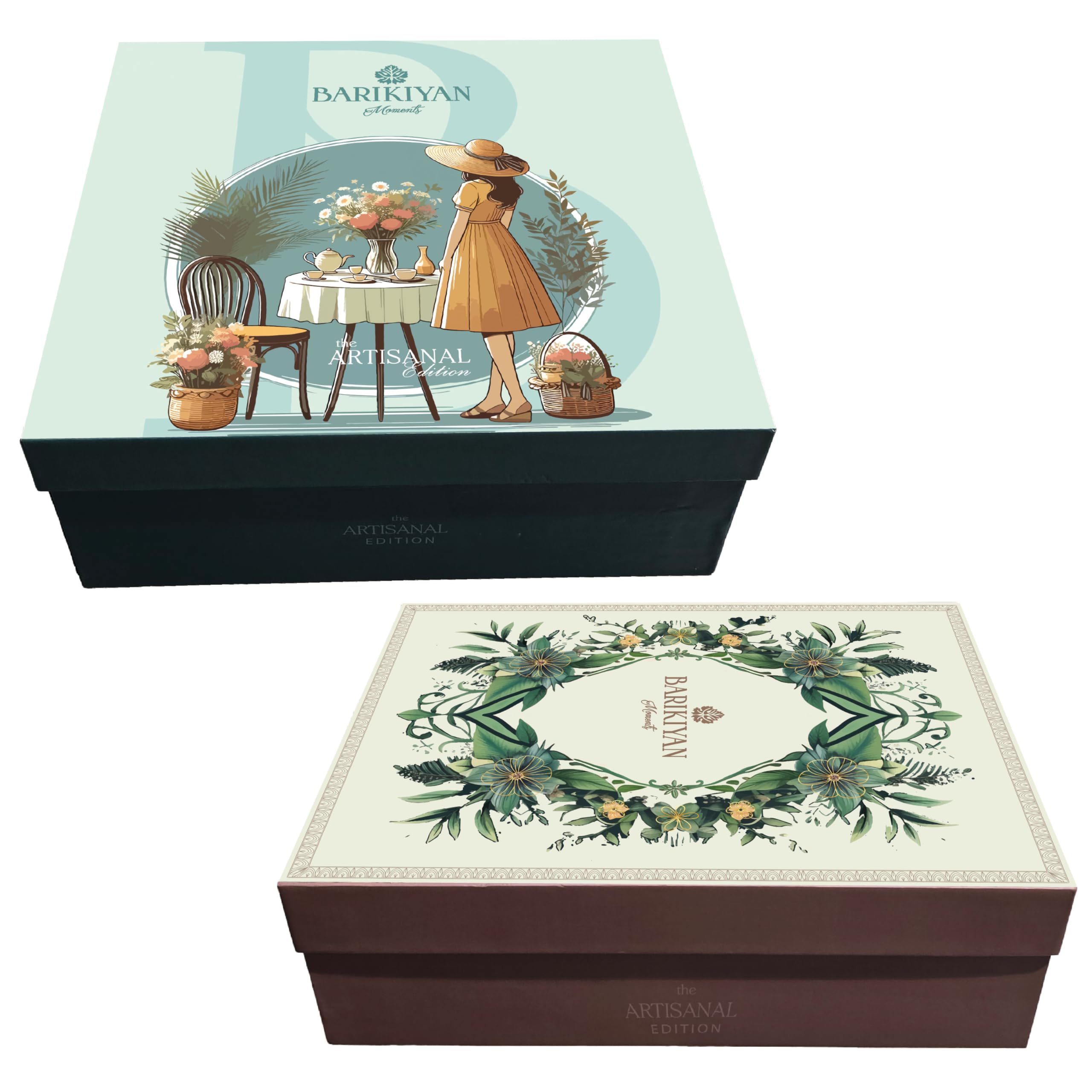 MAX JAAR x BARIKIYAN - 2 Multipurpose Premium Art Boxes | Midday Selection | Designer Keepsake Storage Box | Personal Gifting, Return Favours, Occasional Invitations | Sweets, Savory & DIY Hamper Box