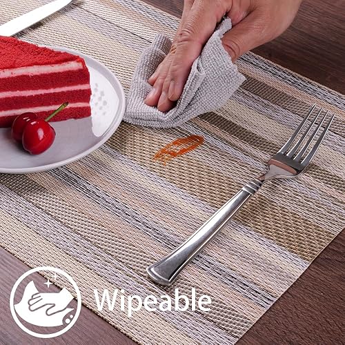 Miniatura 6 de Manteles individuales, juego de 4 manteles individuales, resistentes al calor, manteles individuales antideslizantes y lavables, tapete fácil de