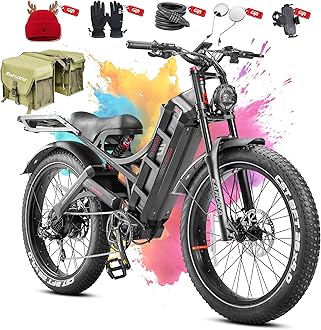 eAhora 2026 Romeo Pro 34mph 1600W Electric Bike for Adults, 48V 60Ah 200miles Long Range Ebike, 26 * 4.0" Fat Tire Electric Mountain Bike, Full Suspension E Bike, All Terrain, Hydraulic Brakes-Bag