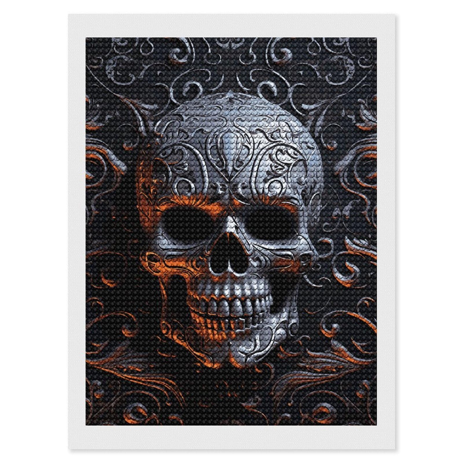 DWVTSLH Cool Skull Graphics Diamond Painting Kits for Adults, Personalized Diamond Photo Art Full Drill, DIY 5D Diamond Art Painting Kits for Beginners, Home Wall Decor 12"x16"