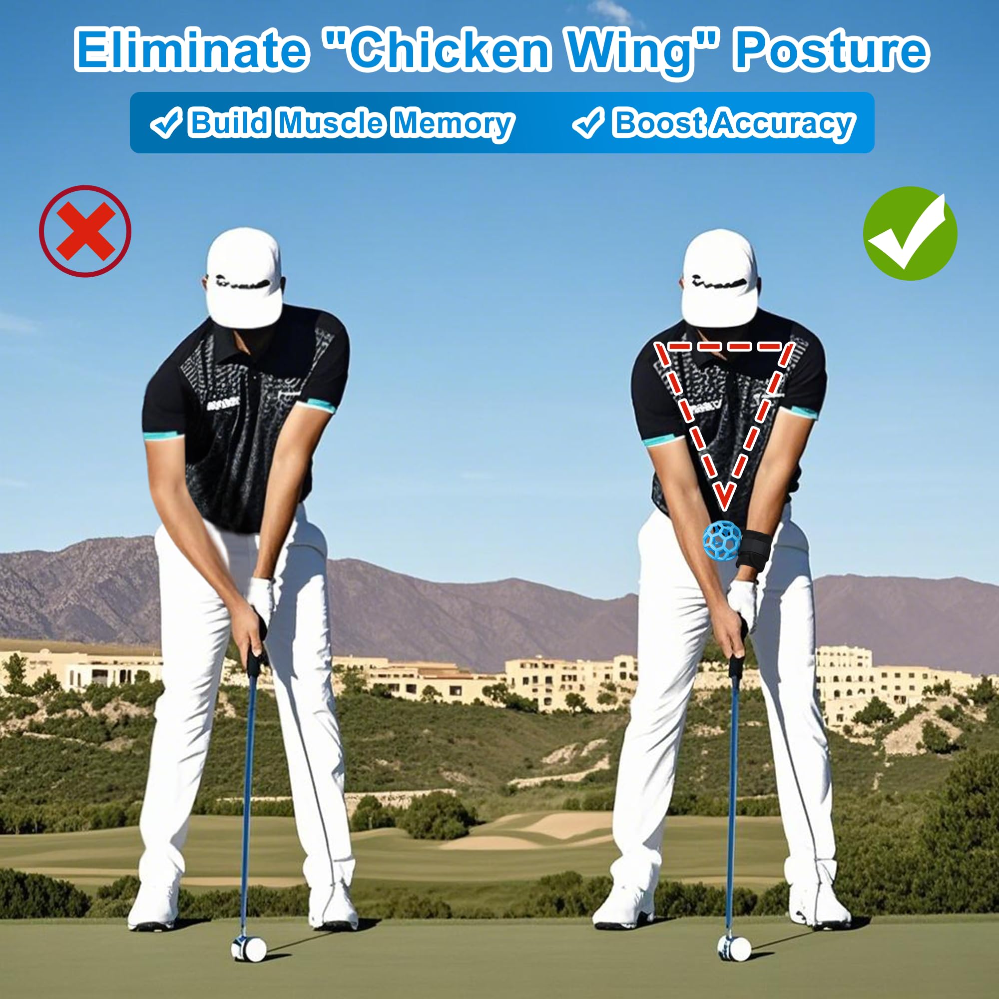 SPOFLY Golf Swing Trainer Ball, Golf Smart Ball, Neoprene Training Aid for Swing Posture & Wrist Control, Adjustable Strap for Indoor/Outdoor Practice, Gift for Beginners & Pros Golfers