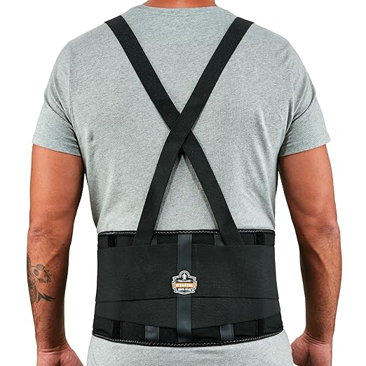 Ergodyne ProFlex 100 Back Support Brace, 8" Spandex Belt, Adjustable, Removeable Straps, 3XL, Black