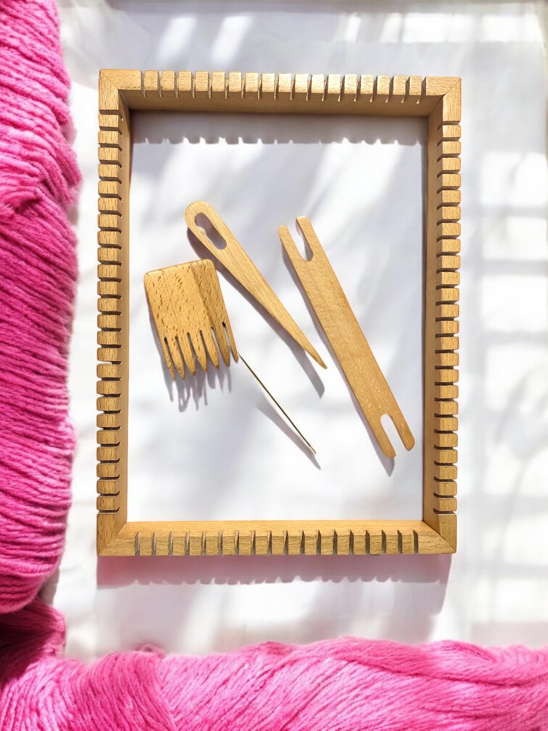 Wihou Crafts Wooden Weaving Loom for Beginners - Adjustable Handcrafted Loom for Kids & Adults, Perfect for Weaving Projects, Crafting, and DIY