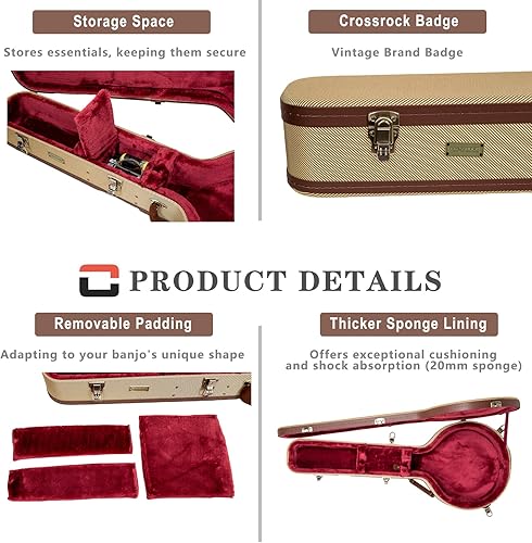 Miniatura 145 de Crossrock Estuche rígido de madera para guitarras eléctricas Les Paul con correas de hombro extraíbles-Tweed (CRW700LTW)