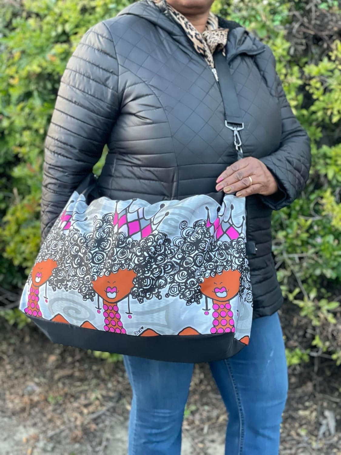 Shades of Color Gym Bag for African American Women, Duffle Bag for Sports Travel, Shoulder Strap