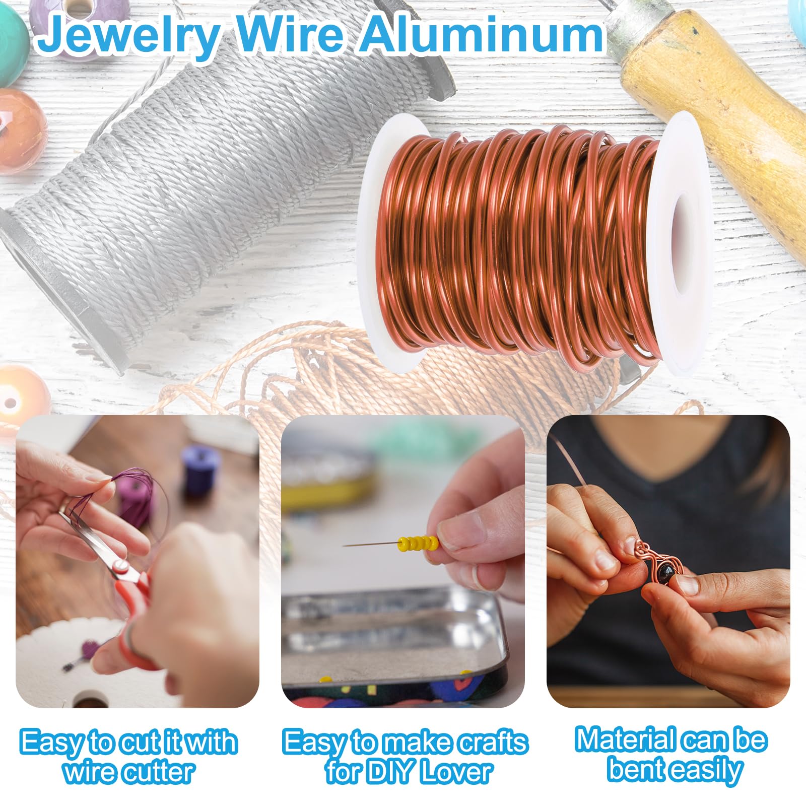 PATIKIL 10 Gauge 2.5mm Aluminum Craft Wire, 32.8 Ft Metal Wire Armature Bendable Wire for Jewelry Making Metal Wrap DIY Orange - Image 3