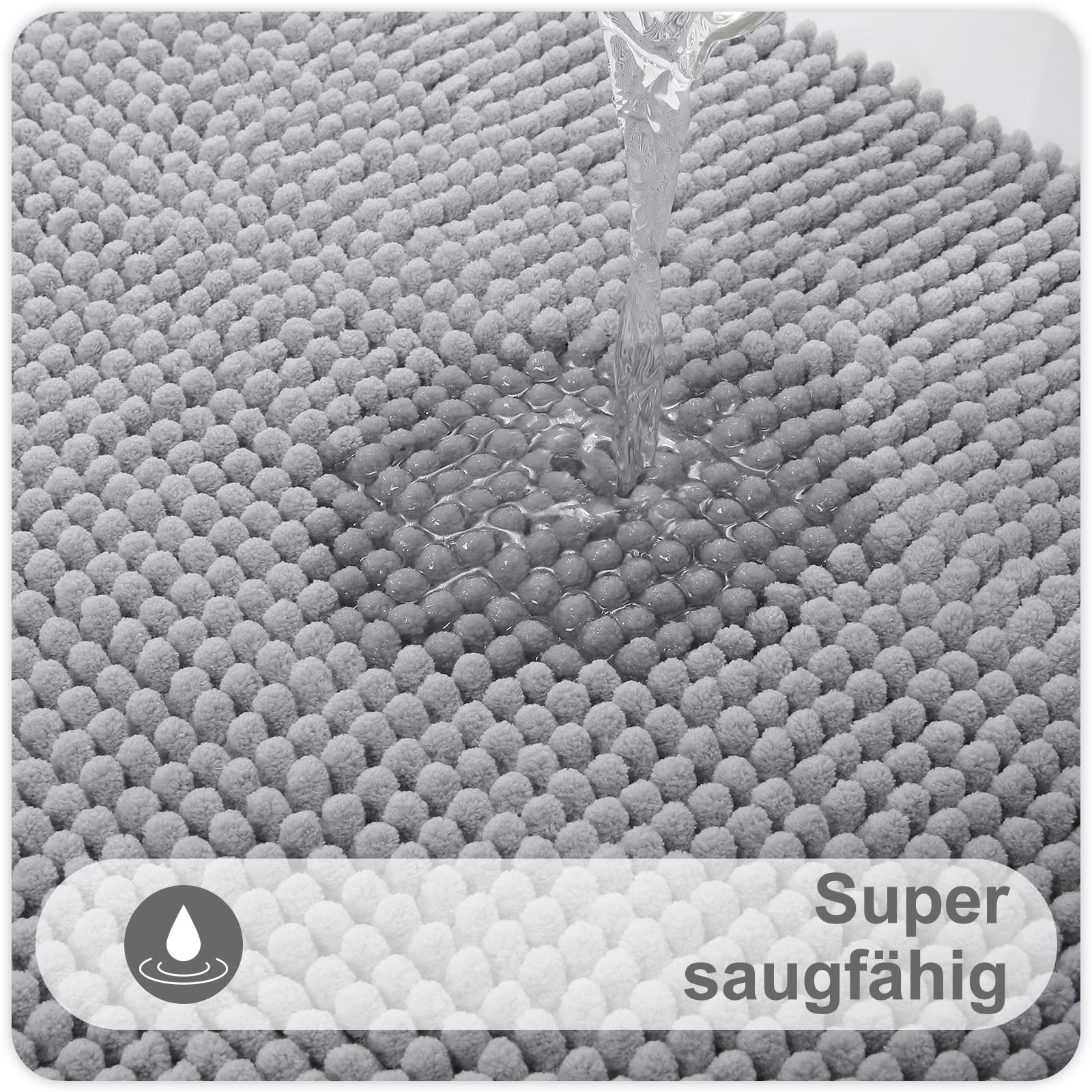 Tappetino Da Bagno In Ciniglia Homaxy - Antiscivolo, Morbido E Assorbente - 40x60cm Verde Salvia - Foto 10