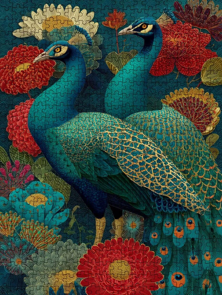 Puzzle de 2000 para Adultos, Pavo Real De Flores, Clásicos YHPGL7-370