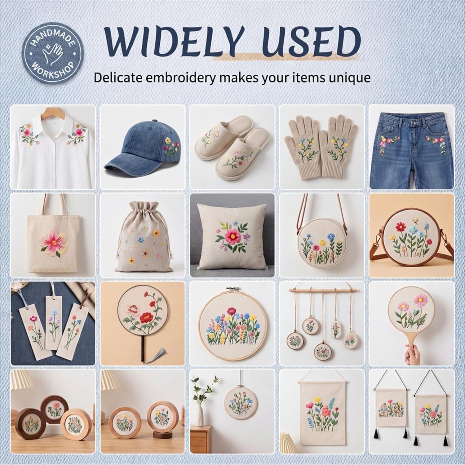Flower Water Soluble Embroidery Patterns, 2 Sheets Water Soluble Stabilizer Embroidery Patterns Flower Floral Daisy Butterfly Designs Pattern Stick and Stitch Embroidery-Paper for Hand Sewing