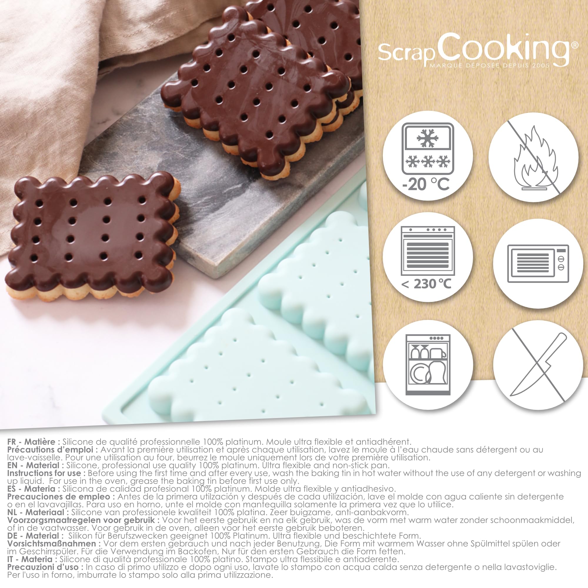 Moule Silicone 12 Mini Financiers – ScrapCooking Vert D’Eau – Moule Pâtisserie Anti-adhérent Four & Congélateur